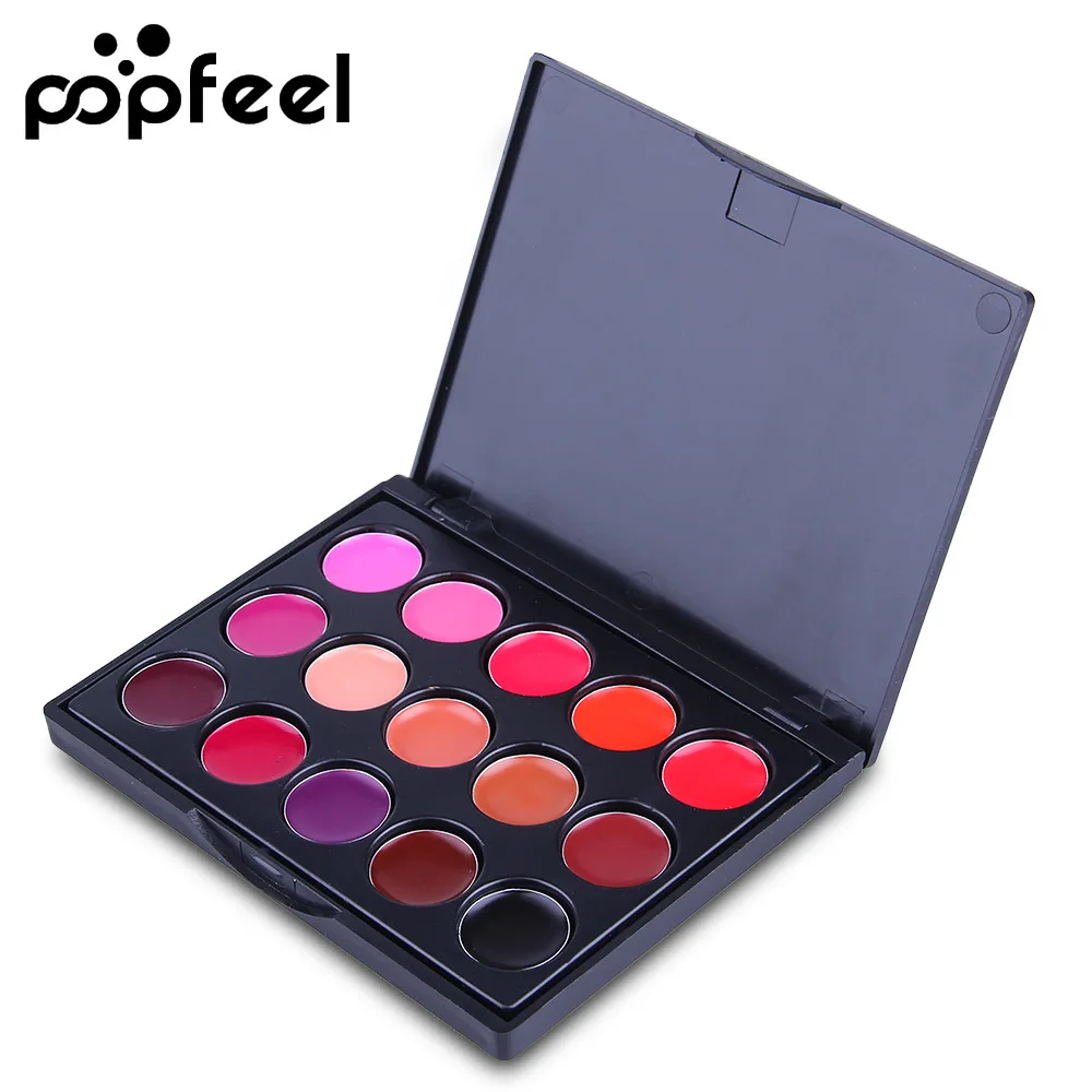 POPFEEL15 Colors Lipstick Palette Set Long Lasting Lip Gloss Korean Cosmetics Women Lip Tint Cheap and Small Beauty Lip Stain