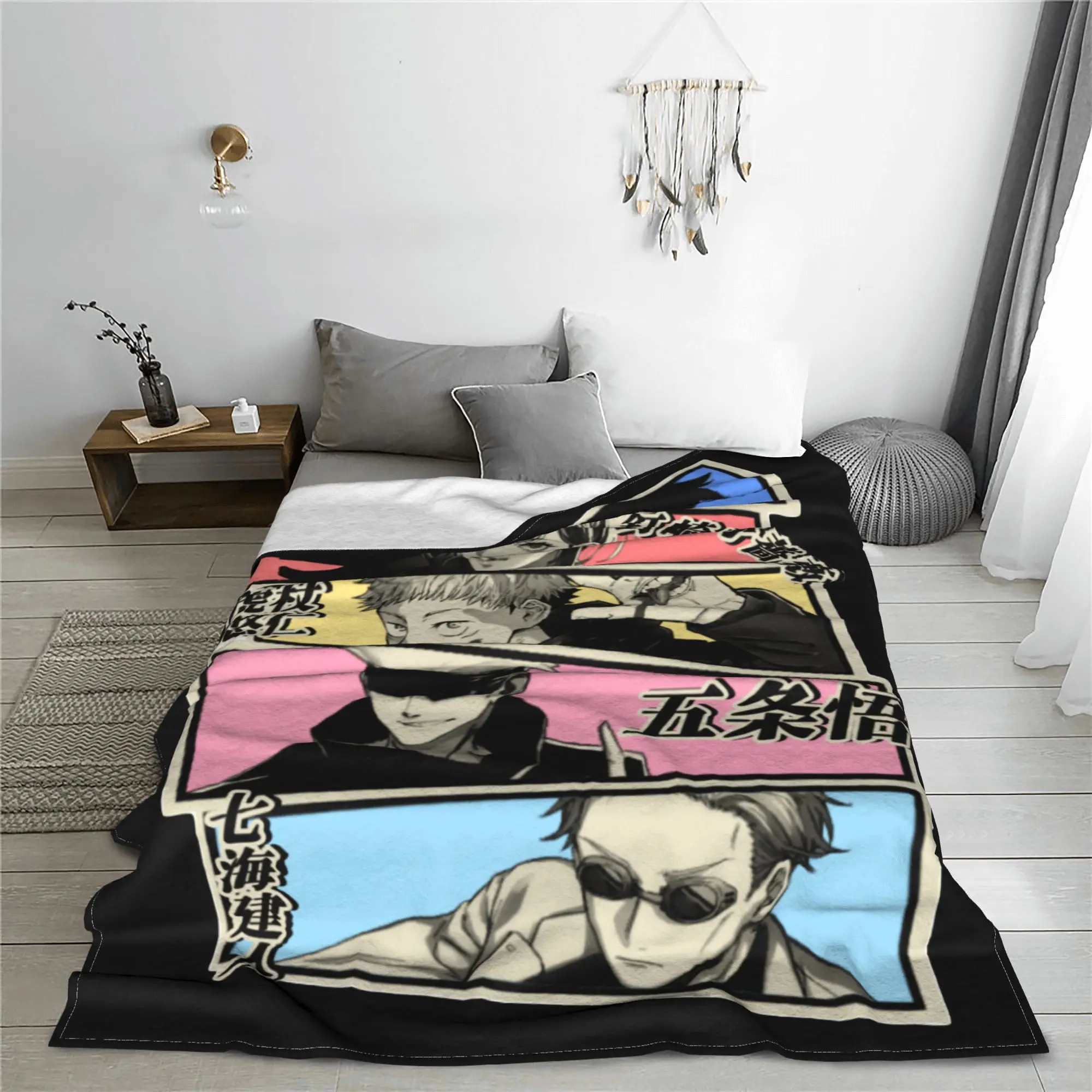 Jujutsu Kaisen Satoru Gojo Blanket Fleece Summer  Multi-function Super Warm Throw Blanket for Home Bedroom Rug Piece