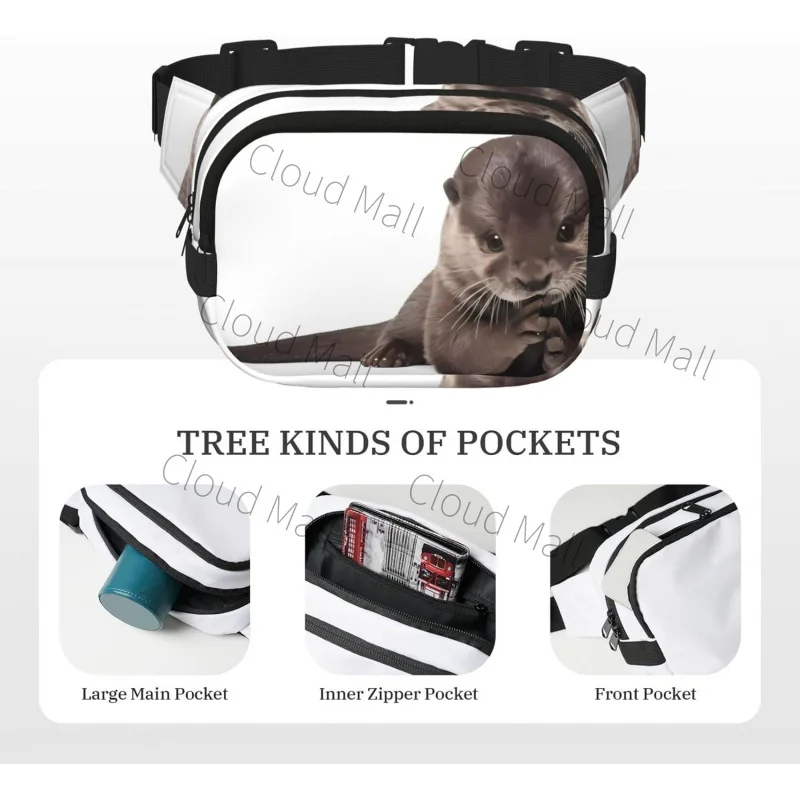 Dwuwarstwowy pasek do torby na talię Cute Otter Square - Torebka unisex Everywhere Fanny Pack z regulowanym paskiem, do biegania, podróży