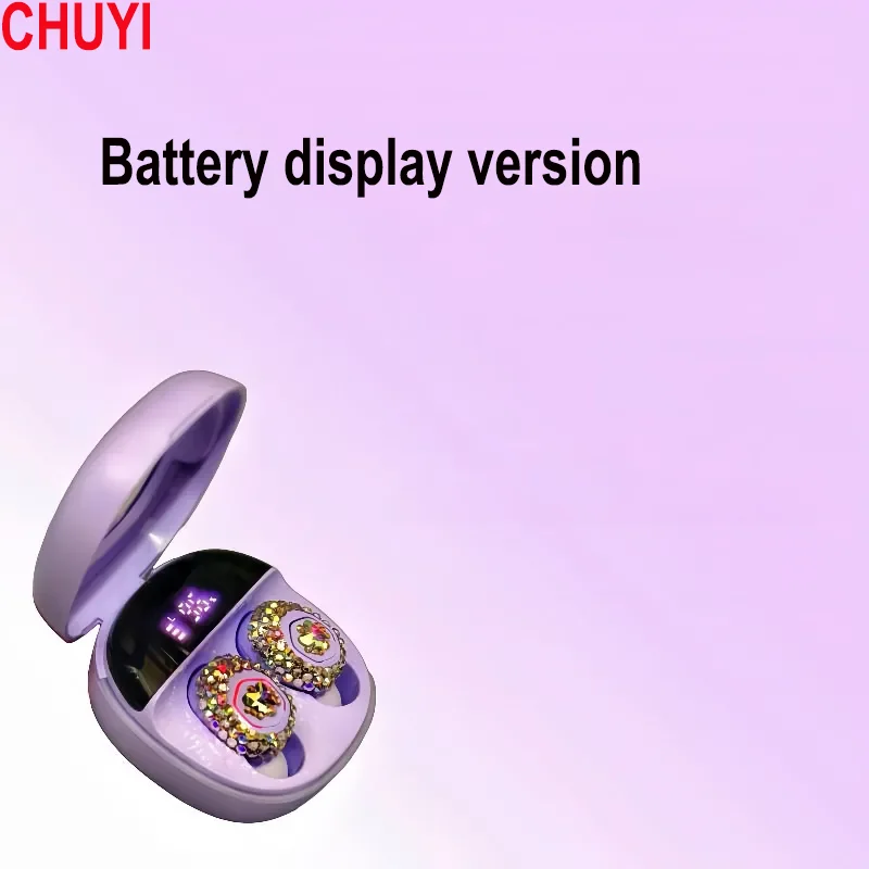 الماس سماعات بلوتوث بلوتوث 5.3 شاشة عرض الطاقة نقية اليدوية الماس البطانة الفتيات سماعات لاسلكية اللمس الذكي #3