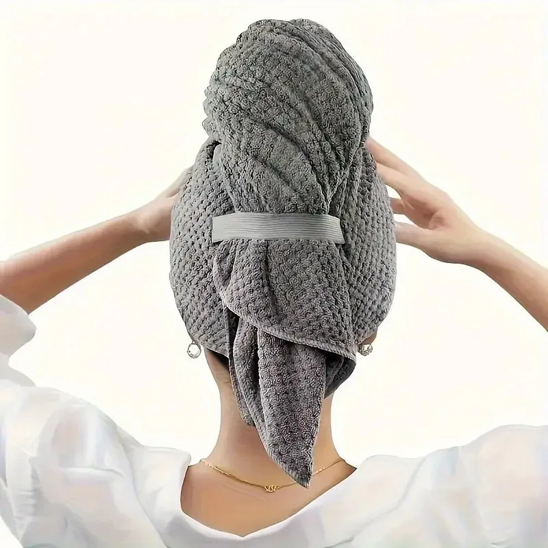 Microfiber Hair Towel Extra Large Wrap Quick Dry Hair Towel Wrap with Elastic Band Ultra Absorbent Soft Towel for Hair Turban