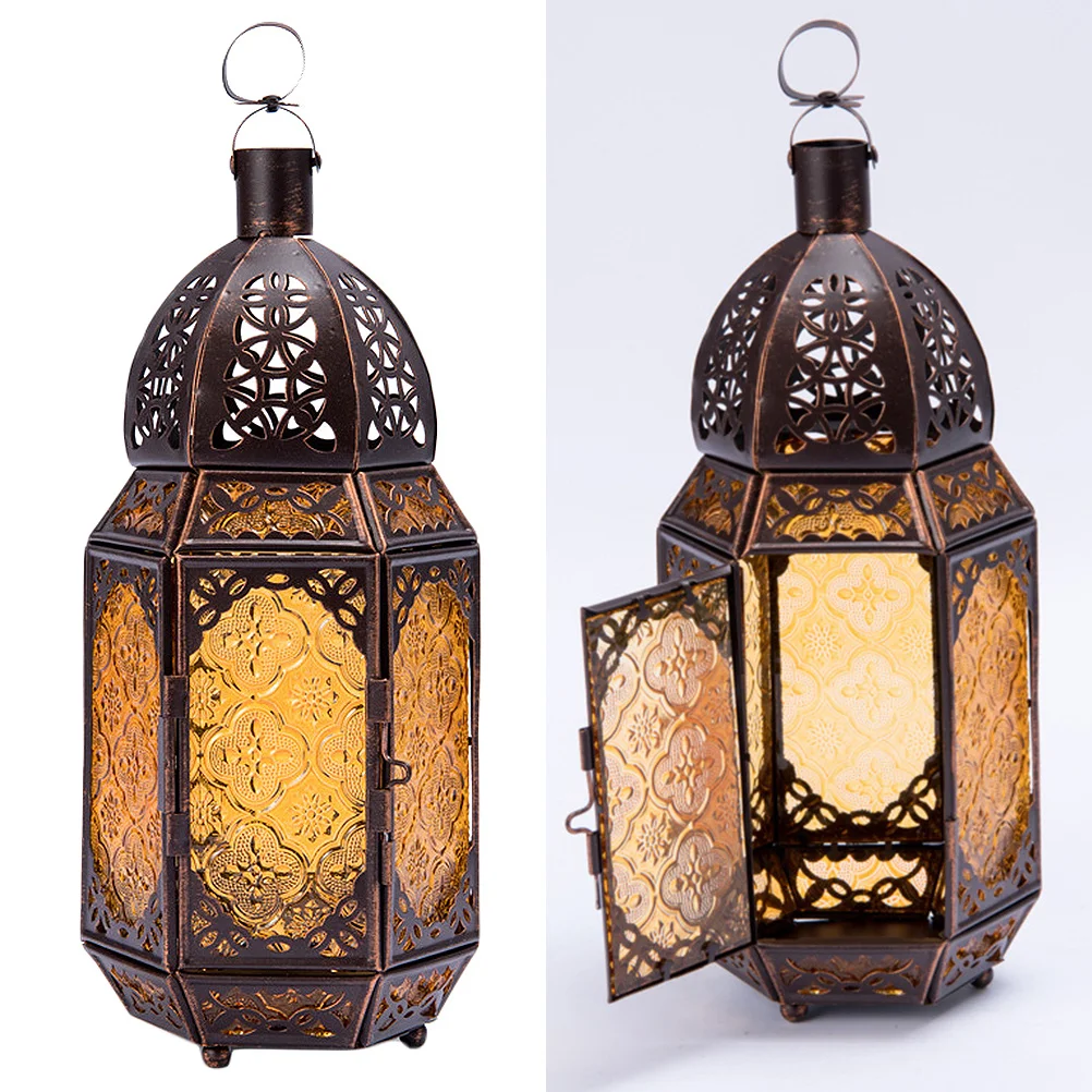 

Retro Hanging Lamp Iron Glass Creative Hollow Decor Light for Bedroom Dining Room Cafe Shop Corridor Balcony Moroccan Chandelier