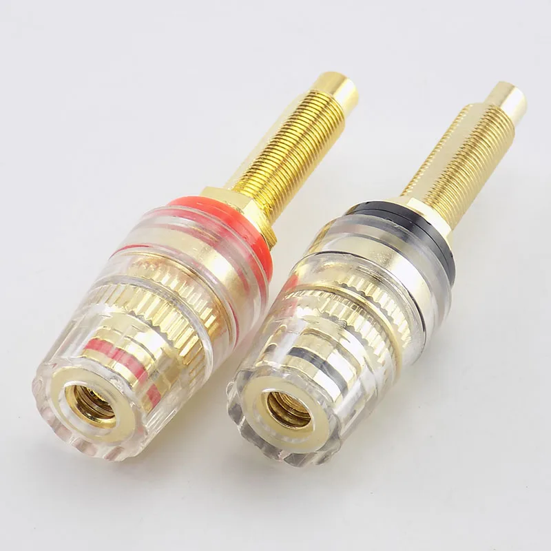 2pcs Brass Long Binding Post Connector Audio Speaker Amplifier Audio Adapter for 4mm Banana Plug Terminal Connectors C6
