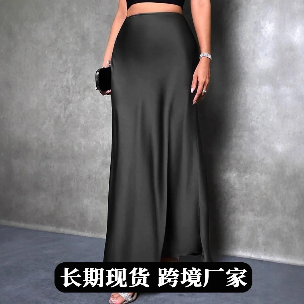 

New Style European And American Fashion Colorful Velvet A- Line Skirt Long Dress For Women Autumn Winter 2023 Simple Design