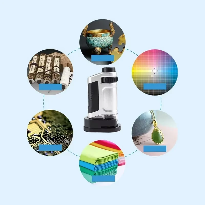 20-40X Handheld Microscope Mini Jewelry Magnifier Portable Microscope with LED Light Focusing Adjustable Magnifying Loupe