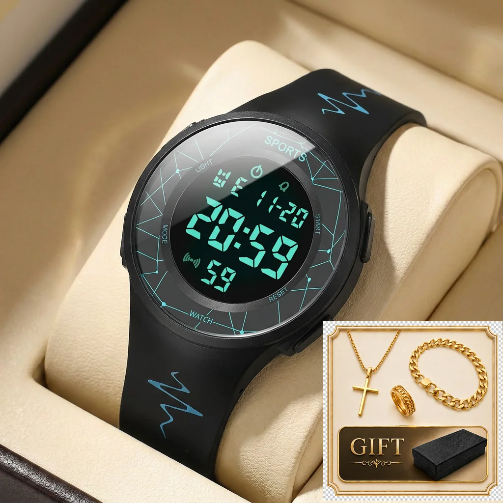 

4pcs gift box set Women's black dial silicone strap fashion jewelry details Quartz Watch Gift Box Set for party holiday