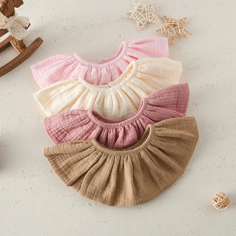 

New Cotton Gauze Round Baby Bibs Infants Solid Comfortable Feeding Saliva Towel Newborn Toddler Soft Burp Cloth For Kids Bib