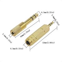 【5-1PCS】6.5mm Female to 3.5mm Male Jack 3.5 Female to 6.35mm Male Plug Mono Audio Microphone Adapter Converter Aux Cable Gold