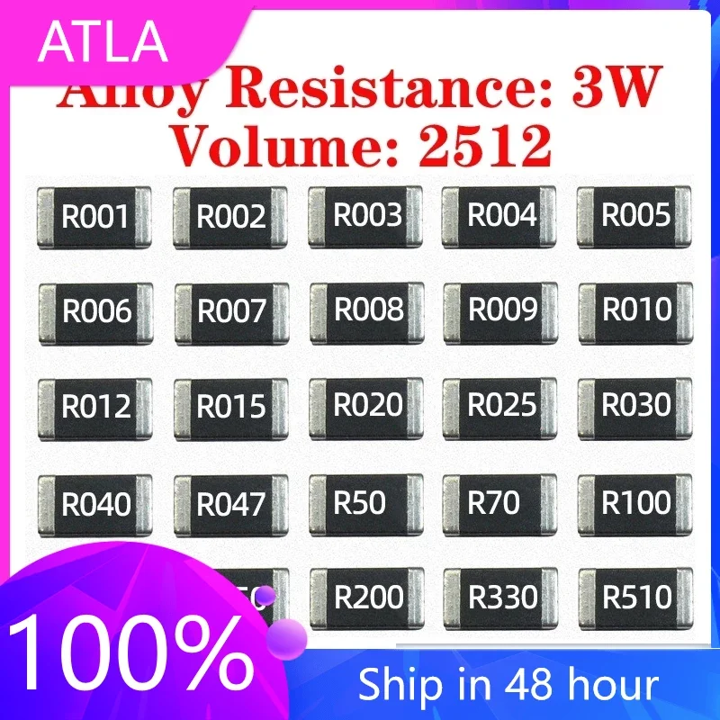 

20PCS SMD Alloy Sampling Resistor 2512 3W 1% Detection Current High-Power 0.5R 0.02R R020 R500 0.0002R