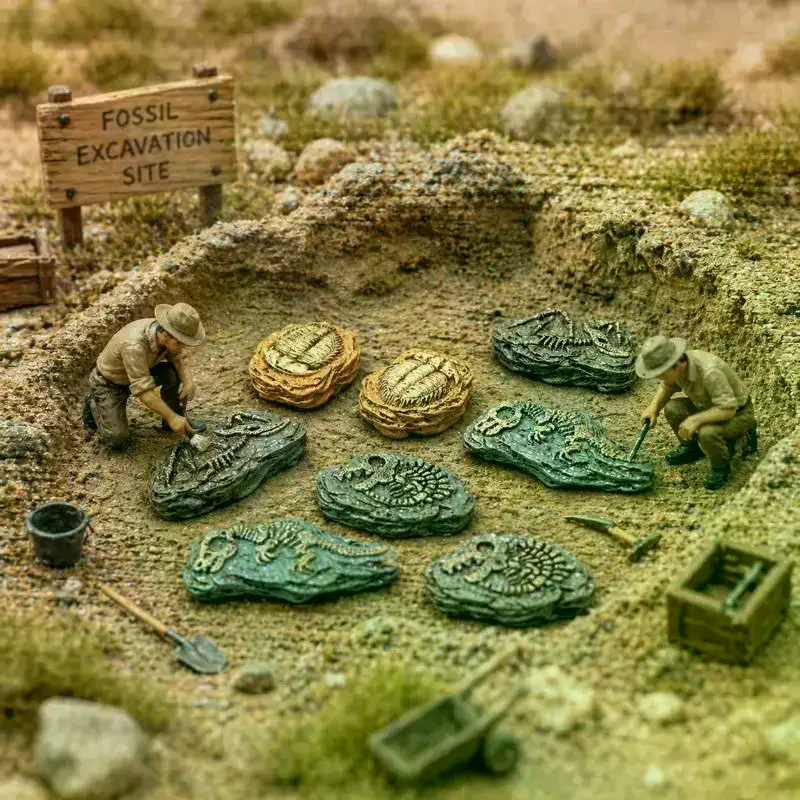 Realistic Mini Fossil Model Micro Landscape Desktop Decoration Ornaments, Home, Sand Tables/Bonsai/Photography Props 3/4/8pcs