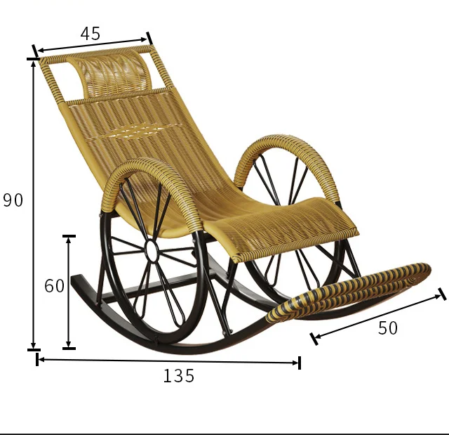 Hot Sale PE Rattan Rocking Chair with Metal Frame Garden Patio Rocking Chairpromote sales