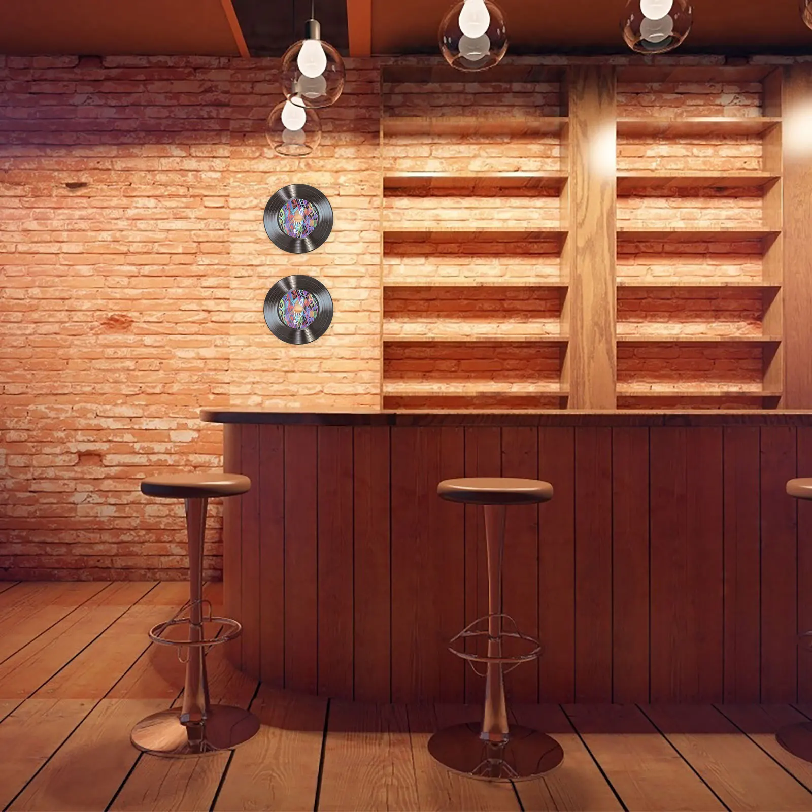 1 مجموعة 1 مجموعة الرجعية مسجل فينيل ديكور للجدار الموسيقى الطرف الديكور سجلات وهمية الزينة الداخلية روك موضوع جدار الفن الطلاء
