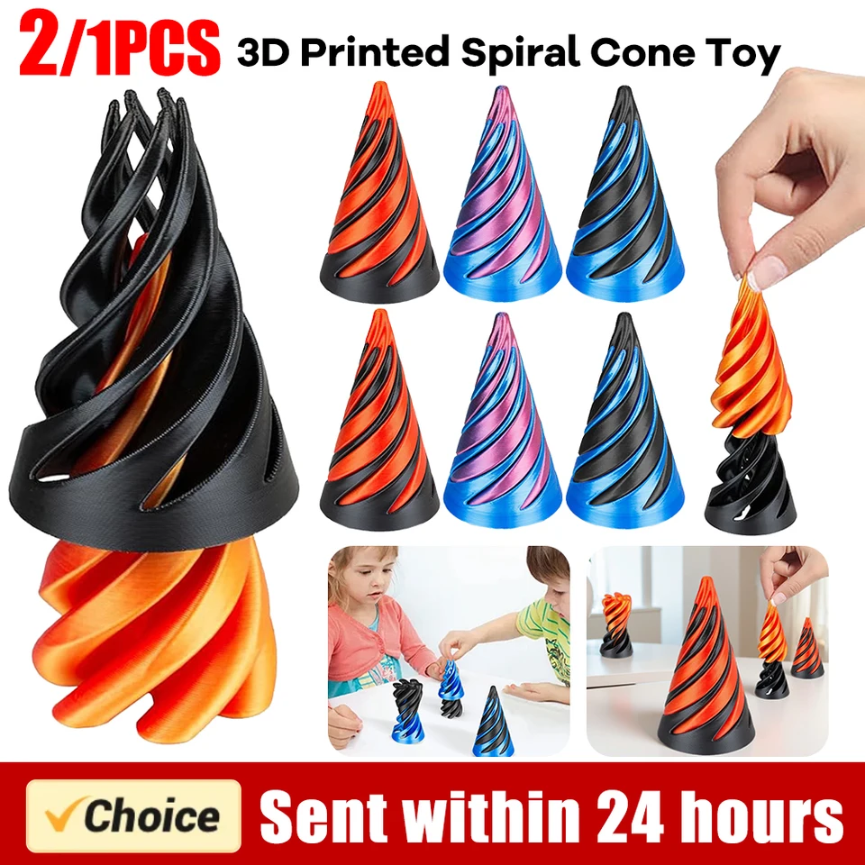 AMZLORD Jouet de cône en Spirale imprimé en 3D Impossible Pyramid Passthrough Sculpture Mini Vortex Thread Illusion Pass Through Pyramid Toy Cadeaux