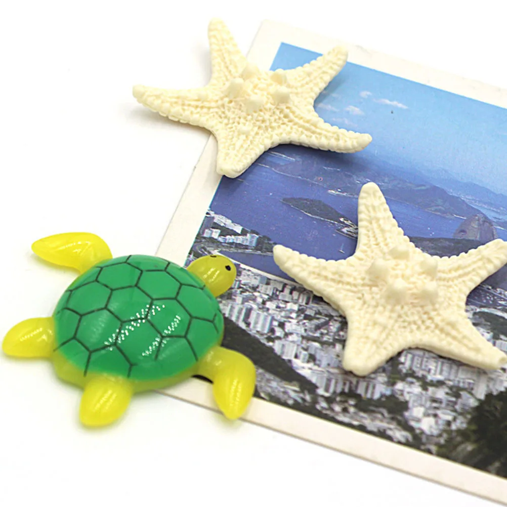 

10 Pcs Resin Sea Star Refrigerator Stickers Cartoon Aquatic Creatures Magnet Stickers Message Stickers Home Decorations (Primary