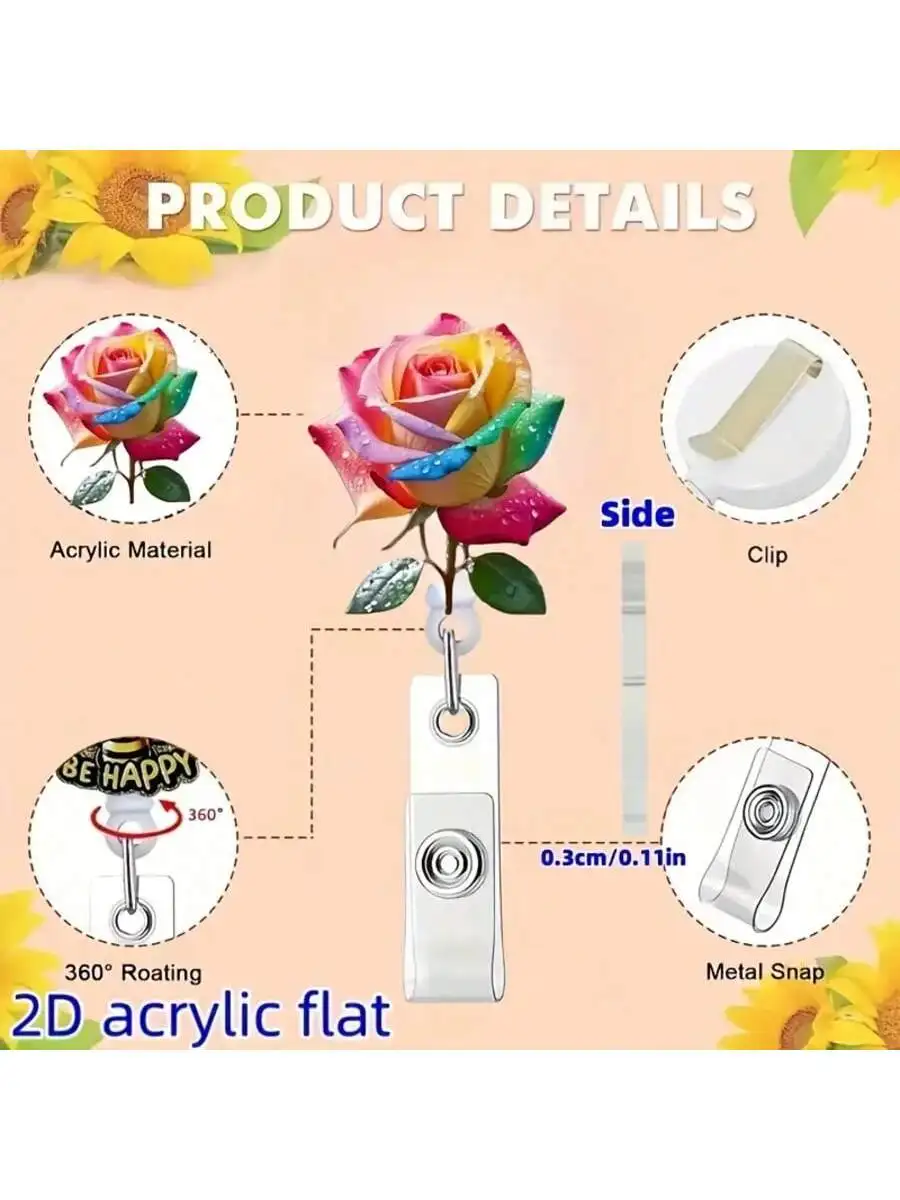 Carrete de insignia retráctil de diseño elegante, soporte de identificación acrílico duradero para enfermeras, trabajadores de oficina y estudiantes, 1 ud.