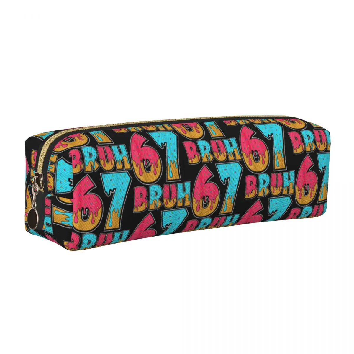 Bruh 67 Brainrot Pencil Cases Creative Ice Cream Meme Six Seven Pen Box Bag Girls Boys Large Storage School Supplies Pencil Box