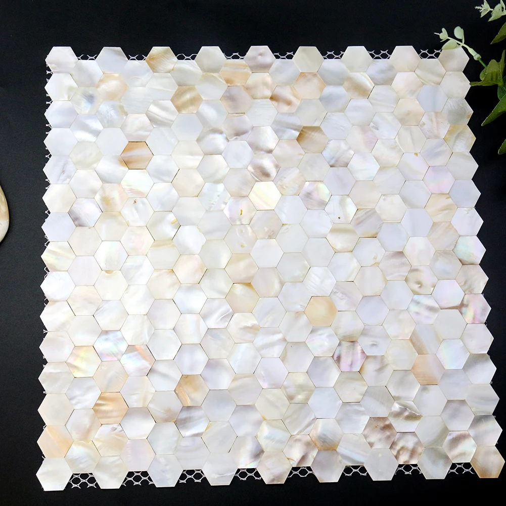 

30*30CM Hexagonal Splice Natural Shell Stitching Mosaic Tile Sticker Home Wall Kitchen Bathroom DIY Decoration Accessories