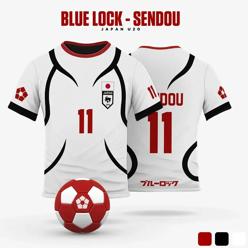 Blue Lock Japan U20 White Cartoon Anime Cosplay Men Jersey Summer Short Sleeve Children Tee Tops Quick-Dry Fashion T-shirt