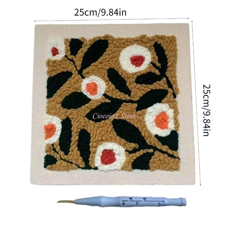 Y1UB Embroidery Fabric Painting Poke Art Craft Kits with Needle Pen Threads Wall Art