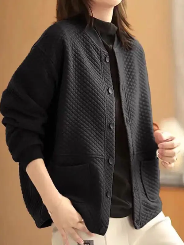 

Authentic Retro Sle Diamond Plaid ort Jaet 2025 Autumn Winter New Baseball orm Top Women's Loose Fit Long Sve ro...
