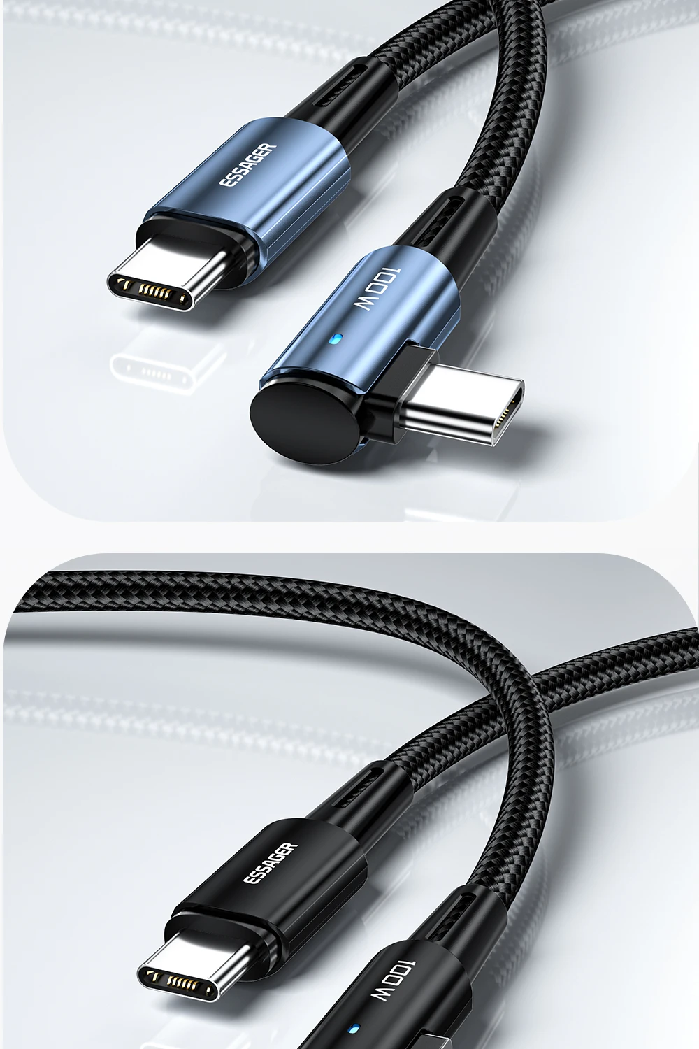 Essager 100 W USB Typ C auf USB C Kabel 90 Grad Winkel für iPad MacBook Pro Xiaomi Samsung Huawei Schnellladung Typ-C Datumskabel – Detail 18