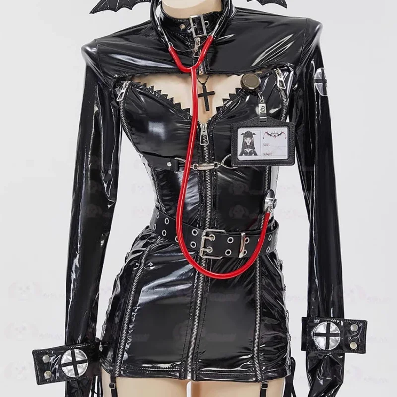 فستان ينغيرييس جديد مثير لعام 2026 فستان نسائي أسود زي تنكري أنيمي PU شيطان ممرضة قوطي فستان نسائي خاص لالتقاط الصور #2