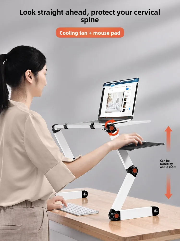 人間工学に基づいたスタンディングデスクコンピュータテーブル、ベッド用拡張可能なラップトップスタンド、オフィス学習用高さ調節可能なワークステーション