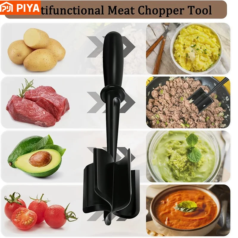 Meat Hamburger Chopper Utensil Professional Heat Resistant Nylon Smasher Meat Potato Masher Non Stick Mix Chopper Kitchen Tool