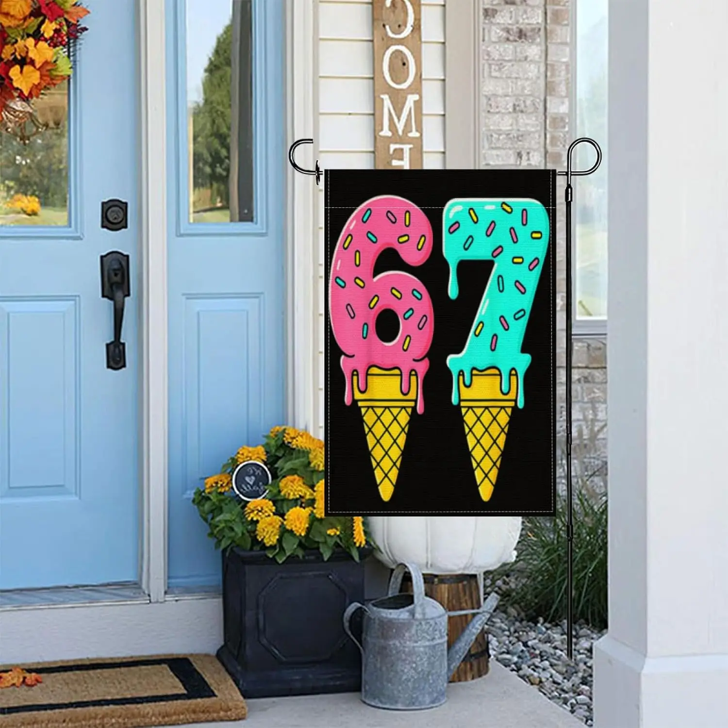 Baseball Drip Ice Cream 67 Baseball Lifestyle 101 Garden Flag,Vintage Style House Flag 12x18 Inch for Porch, Garden, or Farm SSL