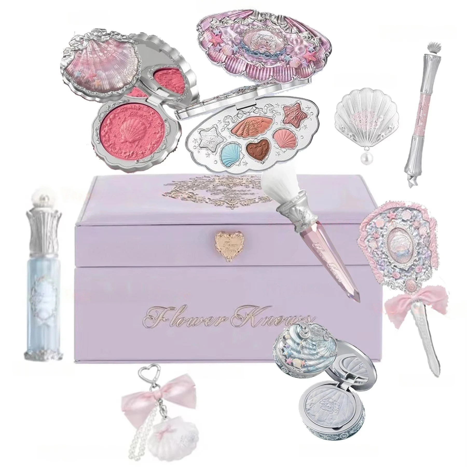 Flower Knows Shell Jewelry All-In One Gift Set Makeup Set Full Professional Eyeshadow Blush Baked Powder 10pcs makeup Kits