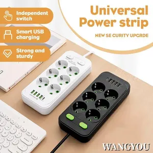 EU Plug AC Multitap Power Strip 2m Cable Extension Electric outlet USB Home Office Protective Against Outbreaks Filter Network 8 Main Sales USB Line Filter - №5