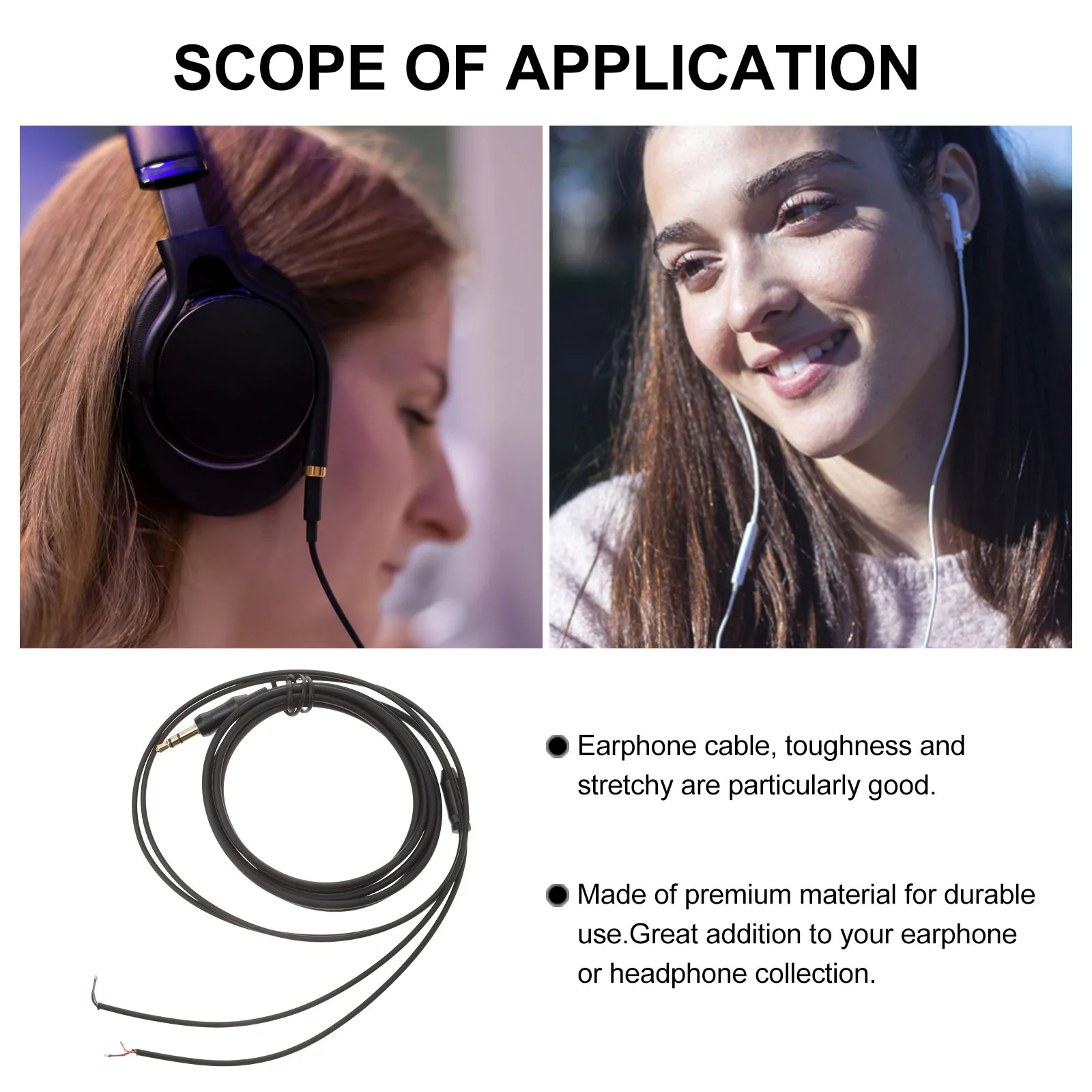 Upgrade Earphone Hifi Audio Cable Headphone Repair Replacement Wire Cord over Wireless Earbuds Accessories Small Office