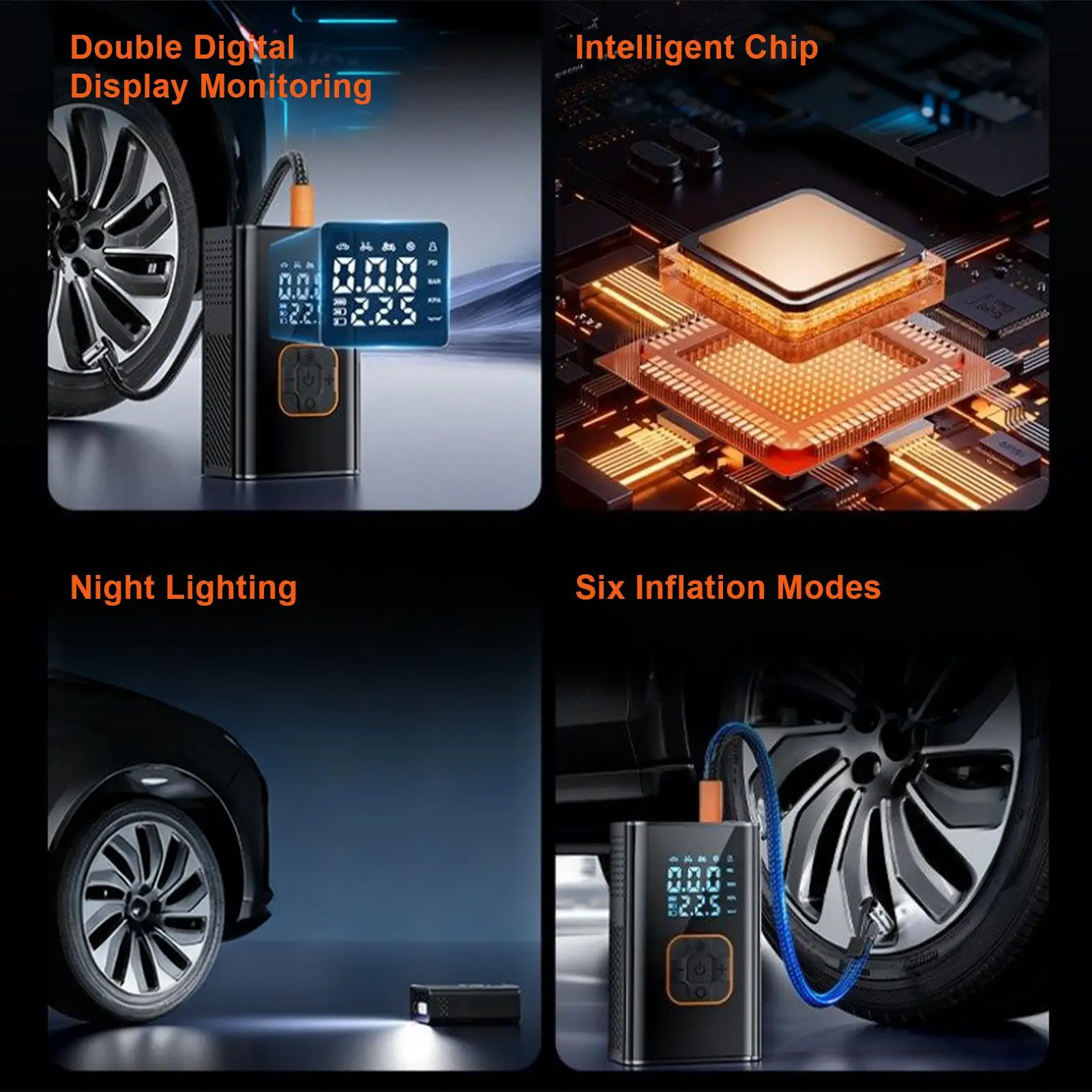 

Car Tire Inflator 150PSI Cordless Portable Automatic Motorcycle Pump Tire Air Compressor For Auto Truck SUV Bike Motorcycle