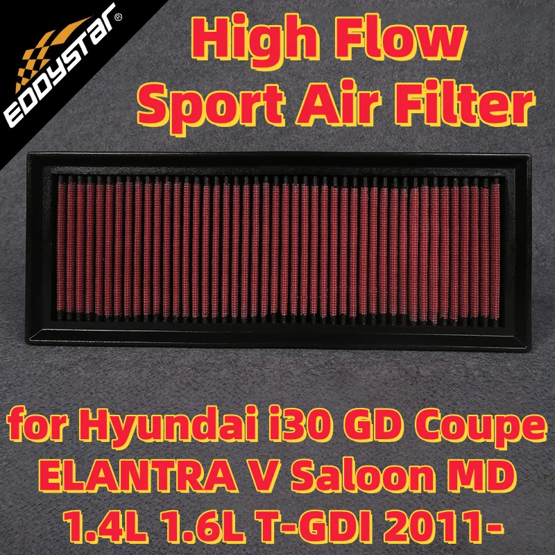 

Спортивный воздушный фильтр с высоким расходом для Hyundai i30 GD Coupe ELANTRA V Saloon MD 1.4L 1.6L T-GDI 2011-2015, моющиеся гоночные впускные фильтры