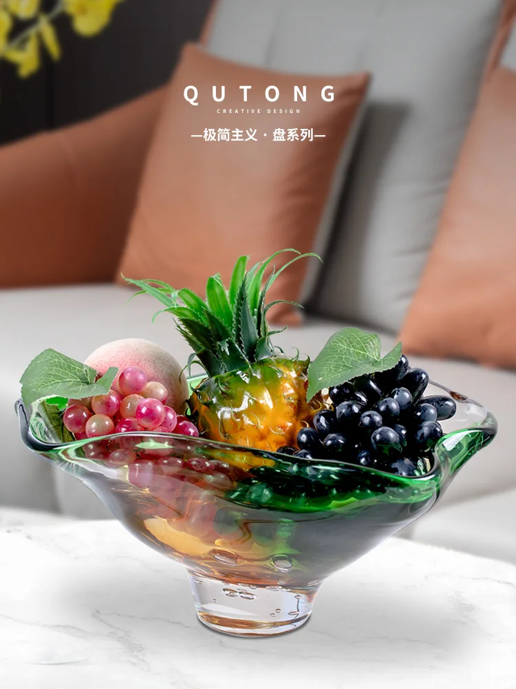 

2023 New Crystal Glass Fruit Plate Simple Glass Light Luxury Household Fruit Plate High end Tea Table Table Nut Plate