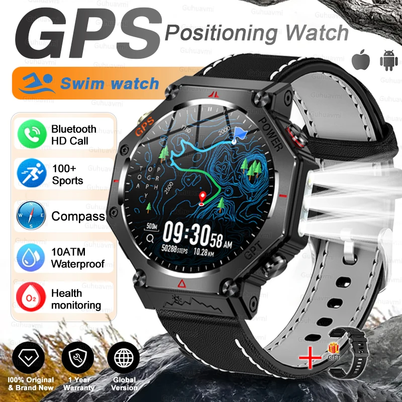 T-Rex 3 Ultra Militaire GPS Smart Watch 10 ATM Waterdicht Kompas Hoogtemeter Barometrische AMOLED Heren HD Oproep Sport Smartwatch