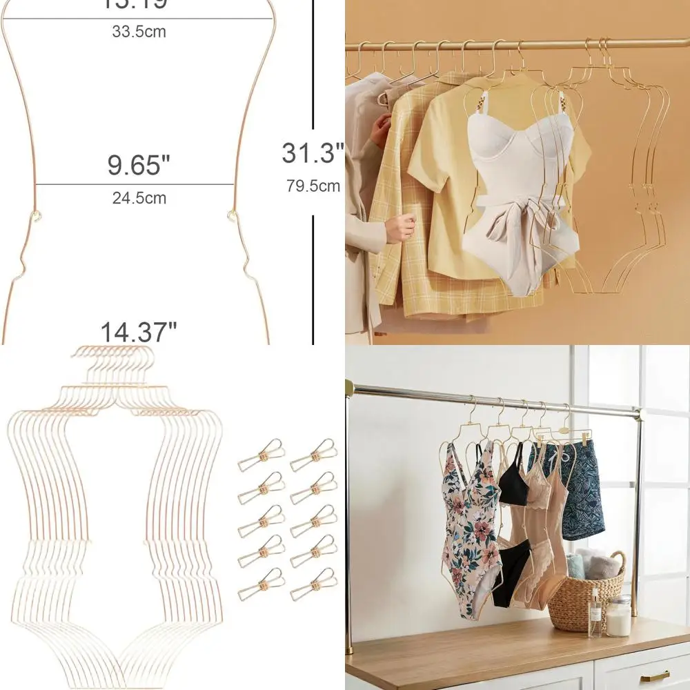 

Элегантный золотой металлический набор вешалок для купальника — 10 шт. для стильного бикини и купального костюма