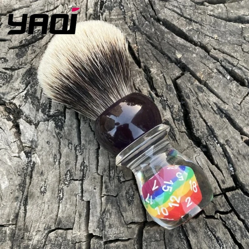 

Yaqi Men's Shaving Brush Holder 26mm Lucky Dice Design Two Band Badger Hair Quality Pure Badger for Grooming Accessories
