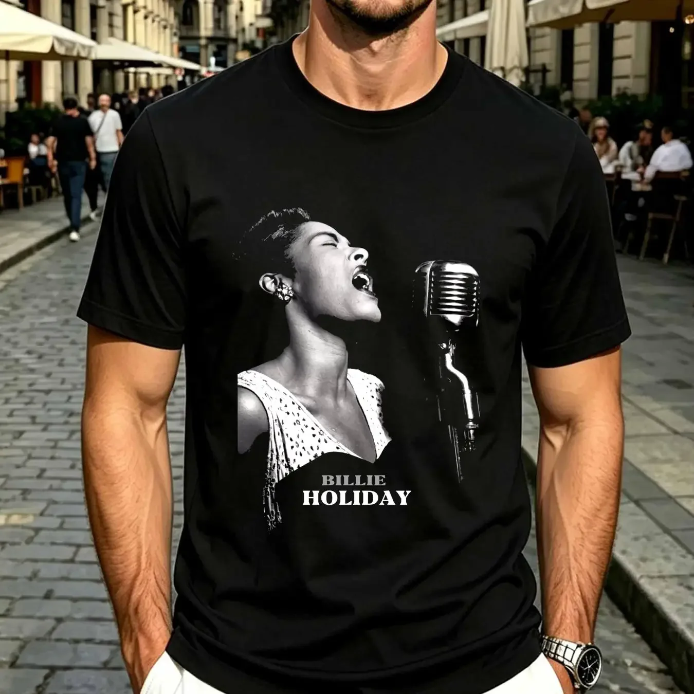 washed T Shirt Billie Holiday Jazz Singer Ho long or short sleeves vintage Washed streetwear graphic Top For Everyday Wear