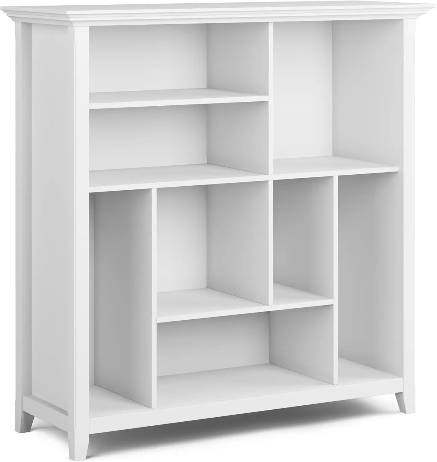 44 Inch Wide Transitional Multi Cube Bookcase and Storage Unit, Rectangle in White