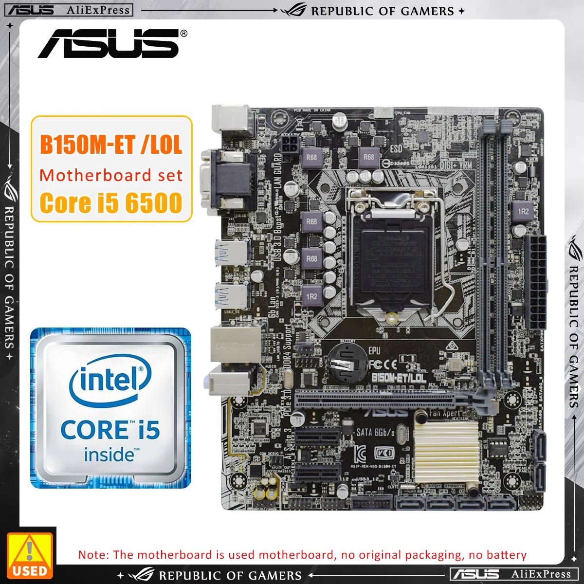 

ASUS B150M-ET /LOL+I5 6500 LGA 1151 Motherboard Kit DDR4 Intel B150 32GB PCI-E 3.0 PCI-E 3.0 Micro ATX For Core i3-7100 cpus