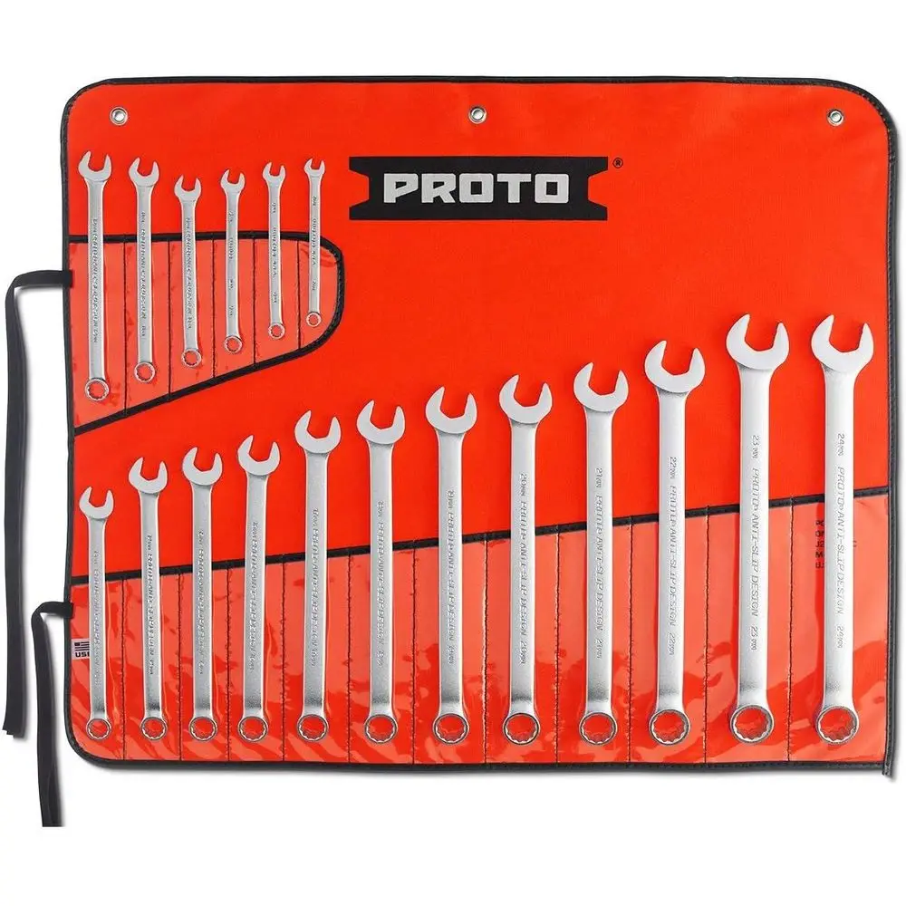 

18-Piece Metric Combination Wrench Set, 12 Point Satin Finish
