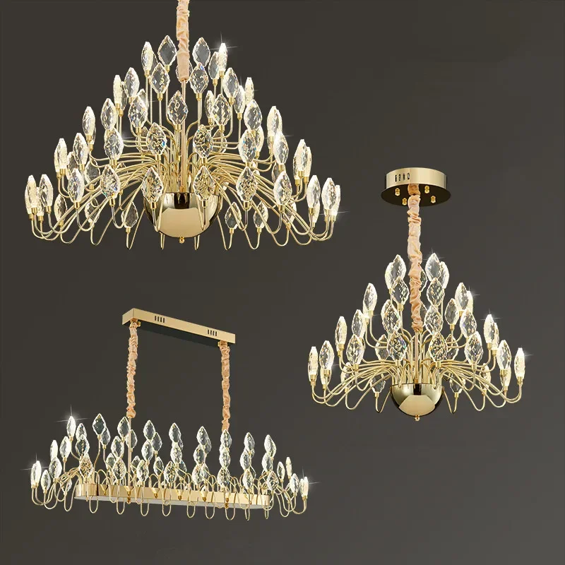 

PLLY Modern Luxury Crystal Living Room Chandelier LED Fashion Creativity Restaurant Bedroom Villa Hotel Duplex Pendent Lamp