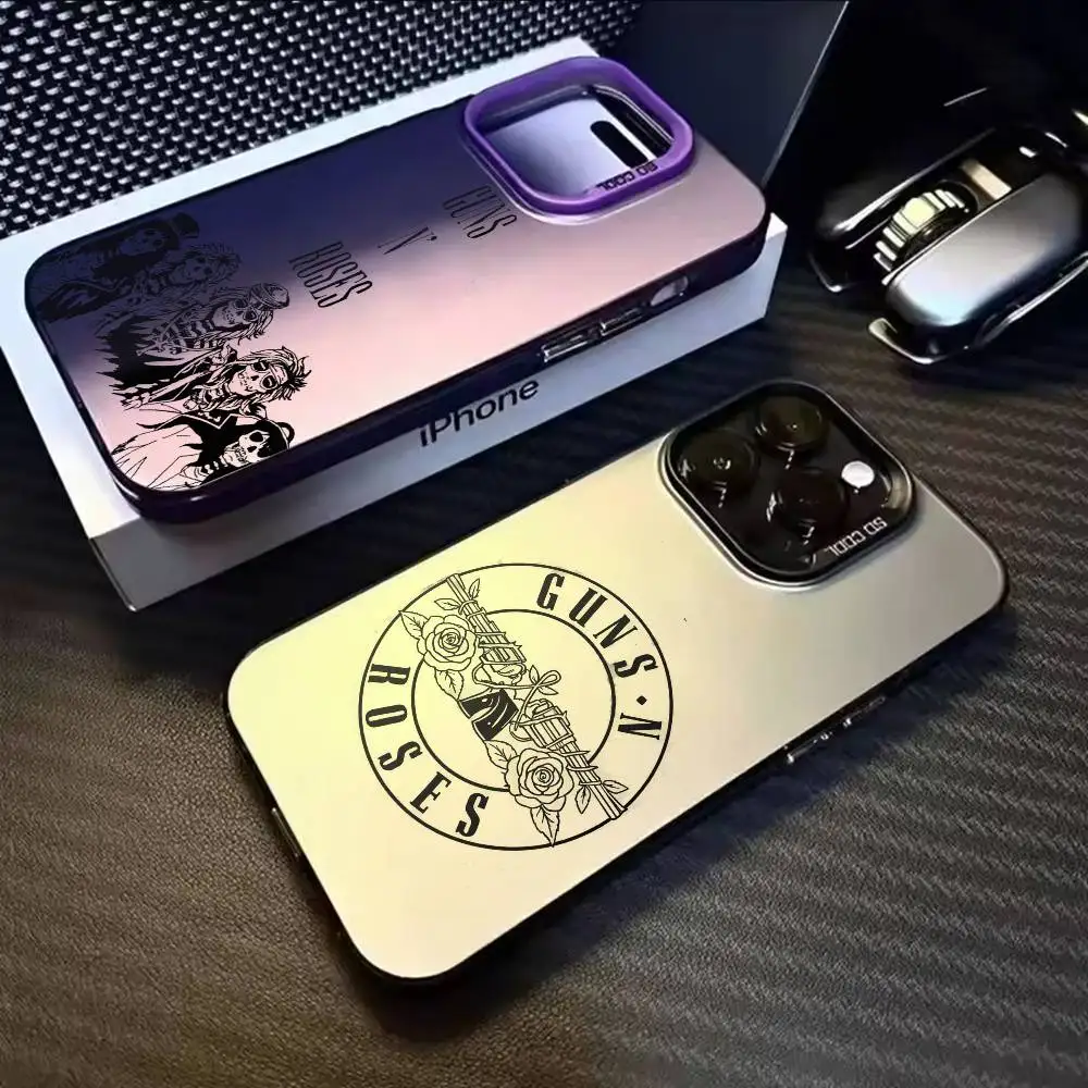 

Band Guns N Roses Logo Phone Case For iPhone 17,16,15,14,13,12,11,Mini,Pro,E,MAX White Matte Shockproof Cover