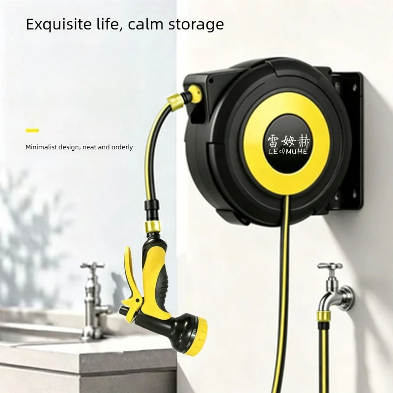 Wall Mounted Automatic Retractable Hose Reel Home Garden Watering Car Wash High Pressure Gun Drum