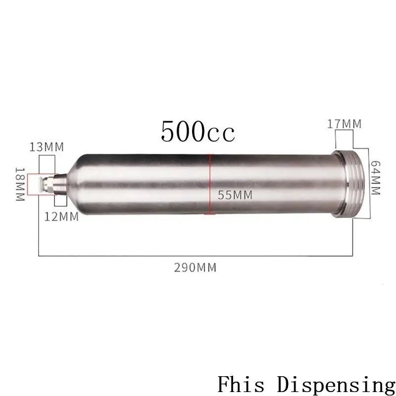 Stainless Steel Cones Barrel 500cc High Temperature Resistant Dispensing Syringe