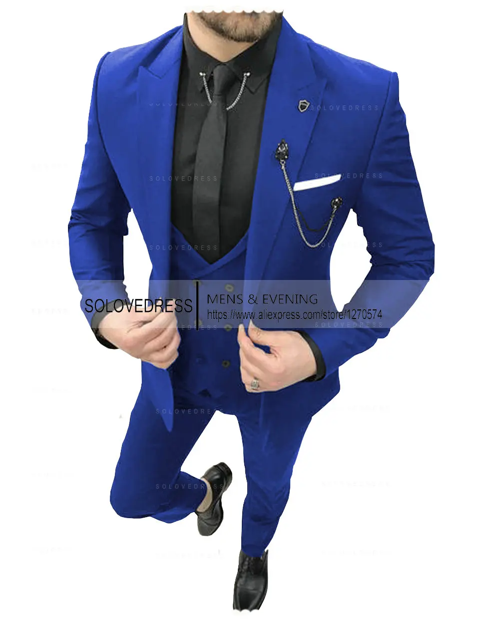 New 2024 Black Men's 3 Pieces Suit Formal Business Notch Lapel Slim Fit Tuxedo Best Man Blazer For Wedding(Blazer+Vest+Pants)