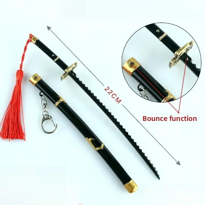 22 سنتيمتر/8.66in اليابانية كاتانا رورونوا زورو كذاب أنيمي الطرفية سيف ساموراي مع غمد Sansaburu سنو المشي لعبة مجسمة معدنية