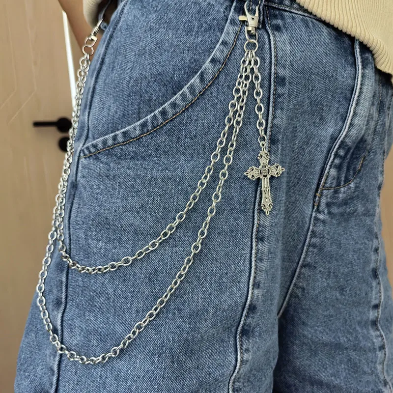 Punk Metal Cross Sword Jeans Belts Chain Accessories Pendant Versatile Pants Chain Key chains Hip-Hop Waist Waistband
