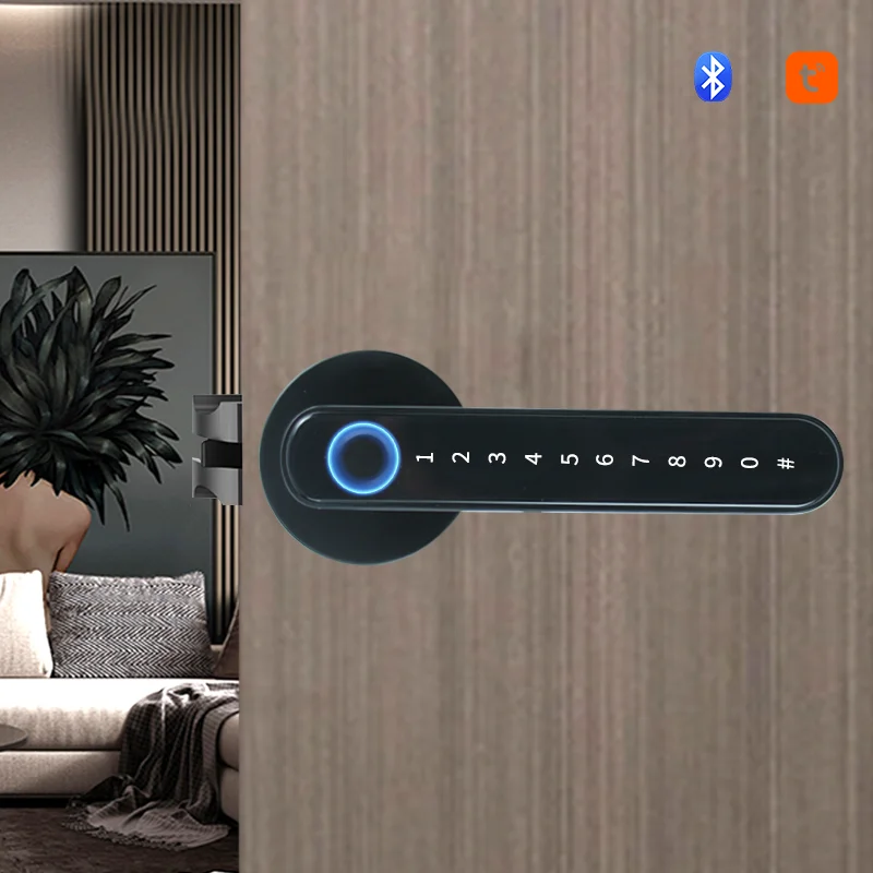 Tuya Fingerprint Biometric Smart Door Lock Home Apartment with Key Card Digital Door Lock Keyboard Keyless Entry